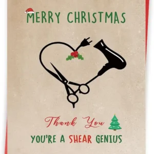 christmas thank you card for beautician, appreciation gifts for beauty shop worker hairdresser, hair stylist christmas card thank you you're a shear genius